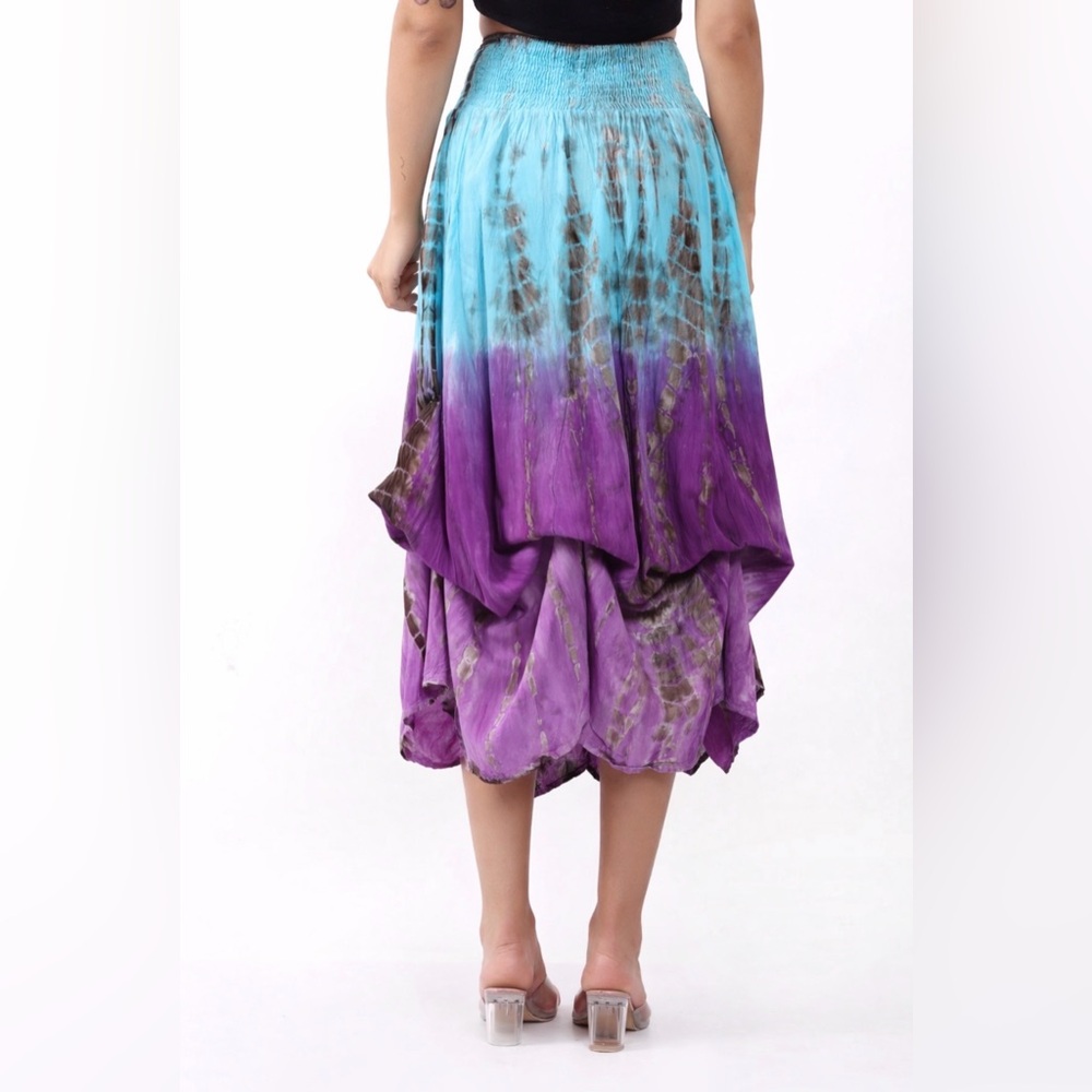 Wevez Rayon Tie Dye Long Skirt in Turquoise~Vibrant Purple~Brown~OS Regular~NWT - Picture 12 of 16